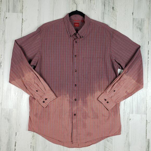 Arrow Dip-Dye L/S Red & Blue Plaid Shirt Large - Picture 1 of 9